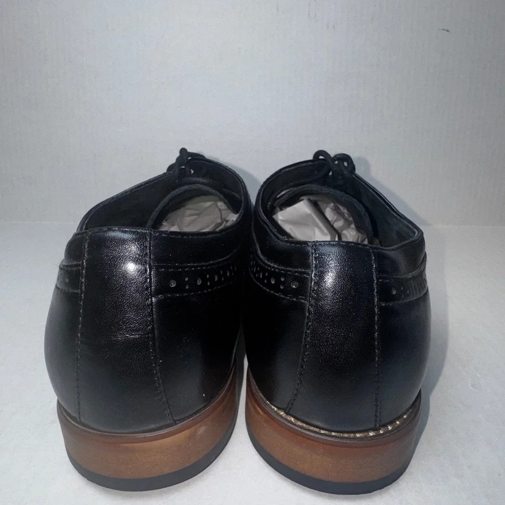 Stacy Adams Oxford Shoes  11 Black Leather Cap Toe Brogue Memory Foam 25366-001